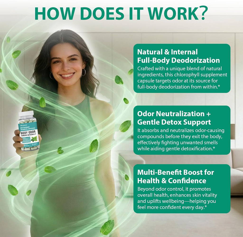 Chlorophyll Capsules Internal Body Deodorant Supplement for Women and ...